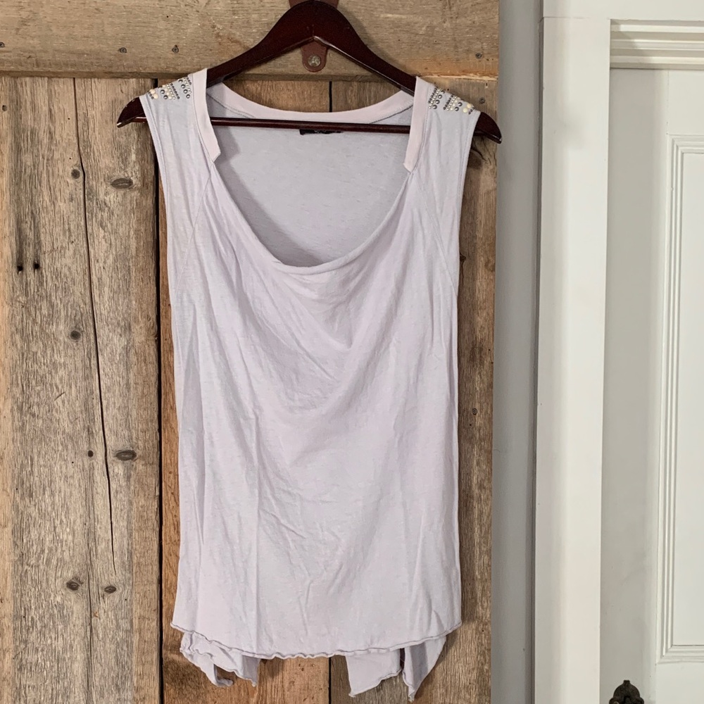 Elegant Light Purple/Grey Sleeveless Top